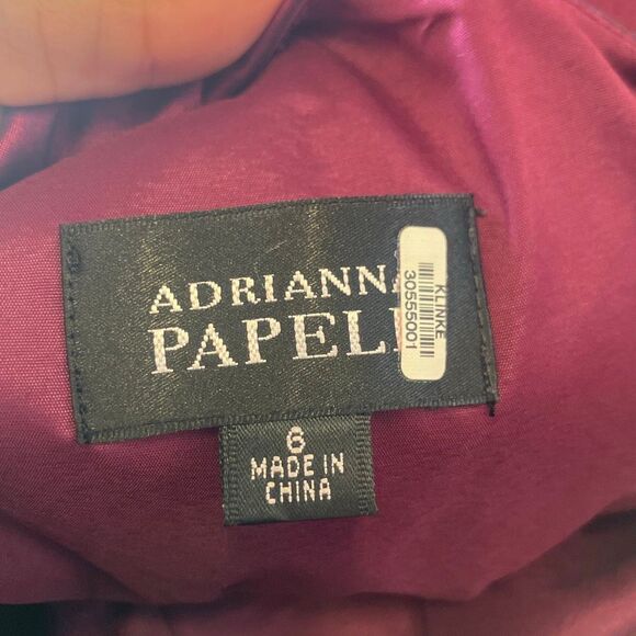 Adrianna Papell Cross neck burgundy midi pencil dress size 6 party business form - Picture 8 of 9